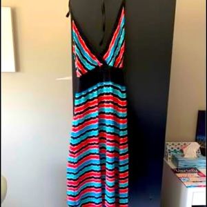 Halter Crotched V-Neck Maxi Dress